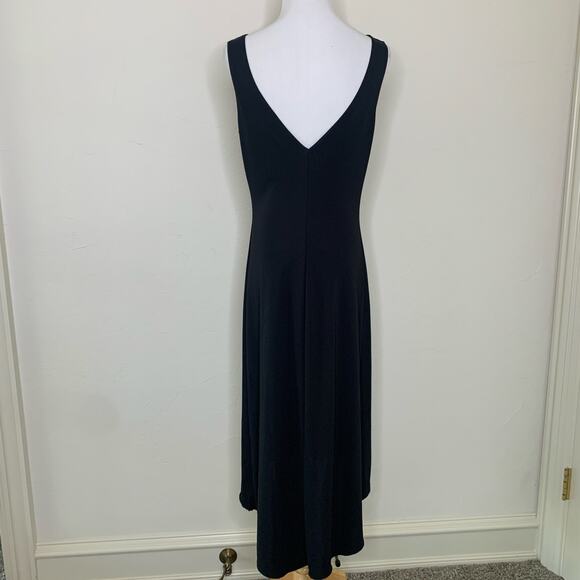 French Curve Black Draped Neck Back V Neck Sz Large - Picture 2 of 10